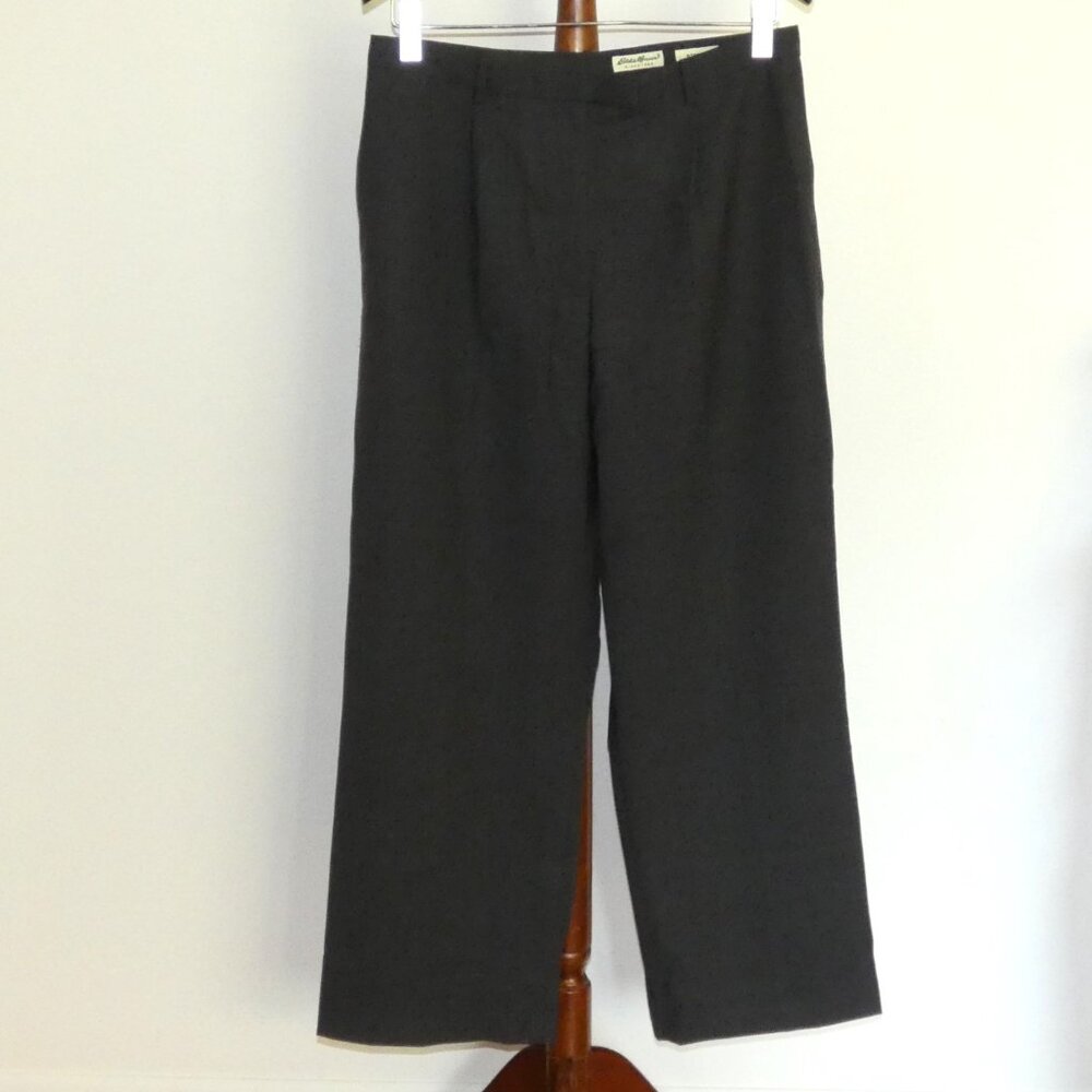 Eddie Bauer Pleated Charcoal Wool Blend Business Dress Pants